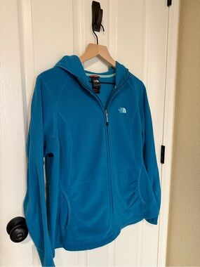 NORTH FACE Teal Full-Zip Hooded Fleece Jacket